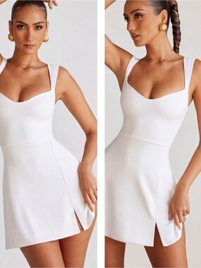 Oh Polly Woman Off White Sweetheart A-Line Mini Dress US2 Party Preppy Minimal